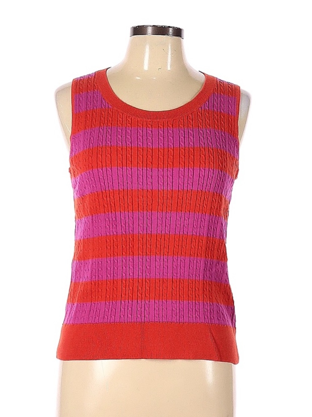 Talbots Red and Purple Striped Sleeveless Pullover
